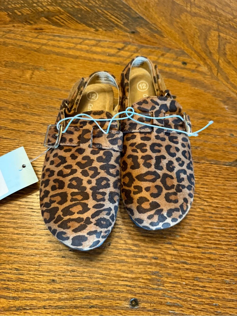 Cat & Jack Leopard Print Moccasin Slip-Ons in Brown and Black Sz 12 adjustable